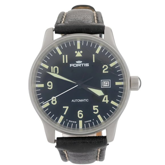 Fortis Other - Fortis Flieger 595.10.46.1 Automatic Stainless Steel Leather Band Watch w/B&P